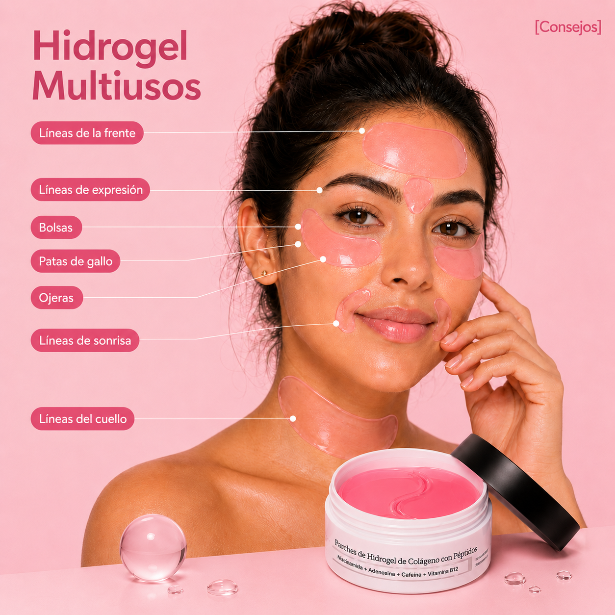 Parches de hidrogel con colágeno y péptidos